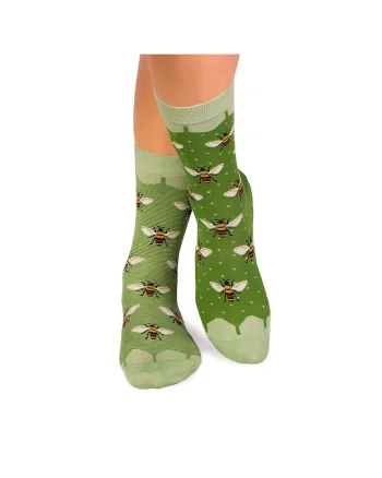 Sosete bambus FINE BAMBOO Bees - Verde