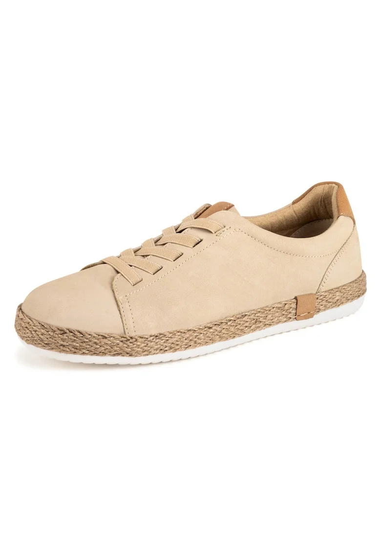 Pantofi dama,  piele naturala, bej, cu sirete elastice, Bej
