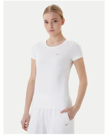 Tricou dama,  slim fit, bumbac/elastan, alb, Alb