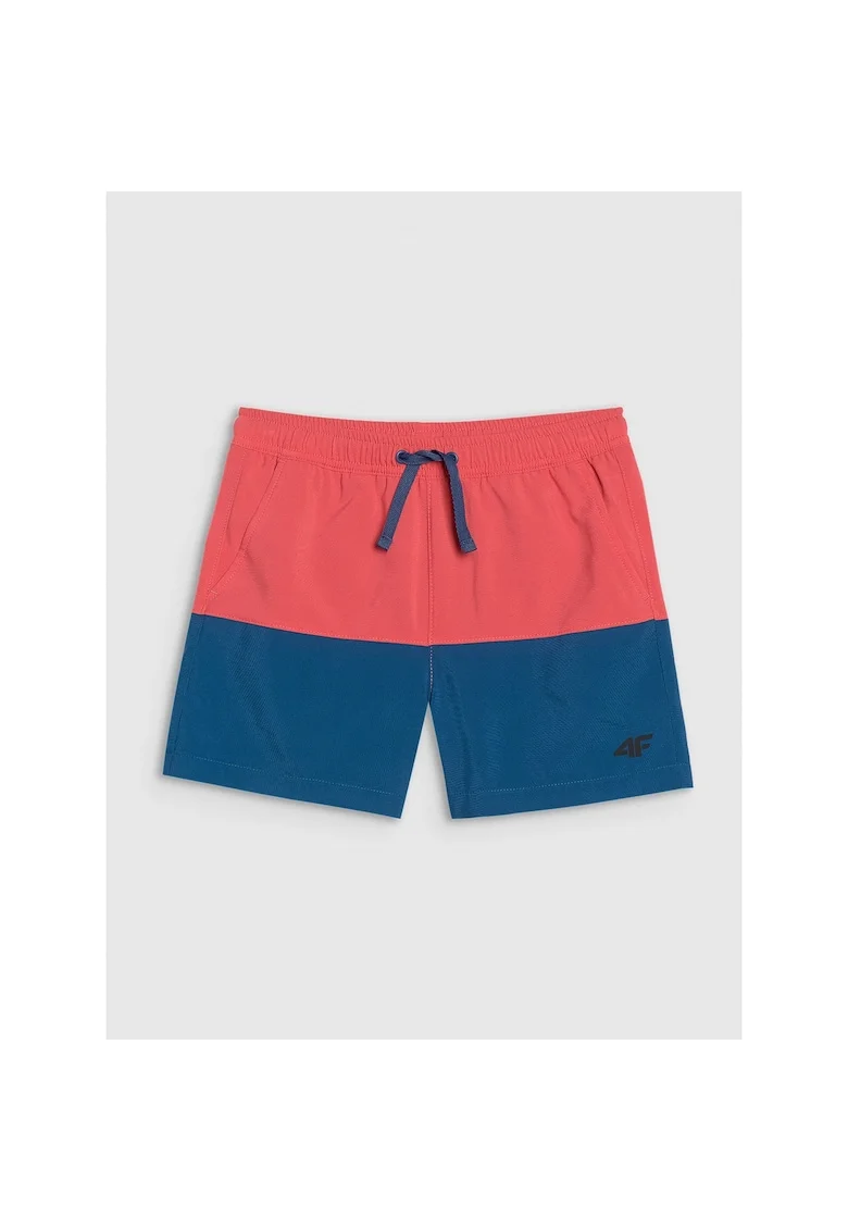 Costum de baie copii,  sort de plaja, uscare rapida, albastru-portocaliu,
