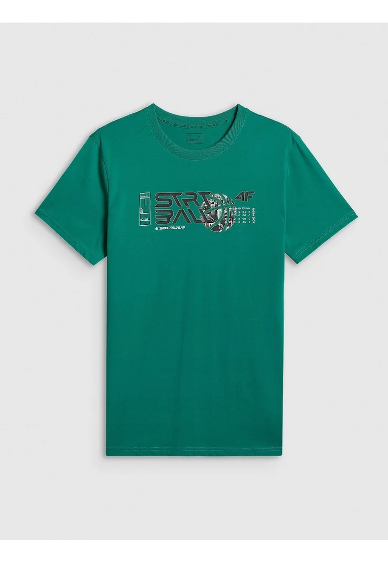 Tricou barbati,  verde, regular, cu imprimeu