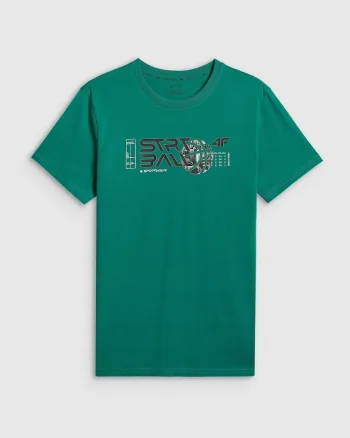 Tricou barbati,  verde, regular, cu imprimeu