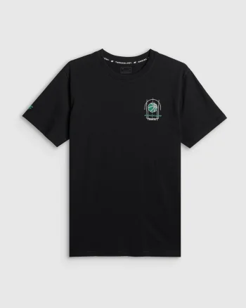 Tricou barbat  bumbac, negru regular cu imprimeu