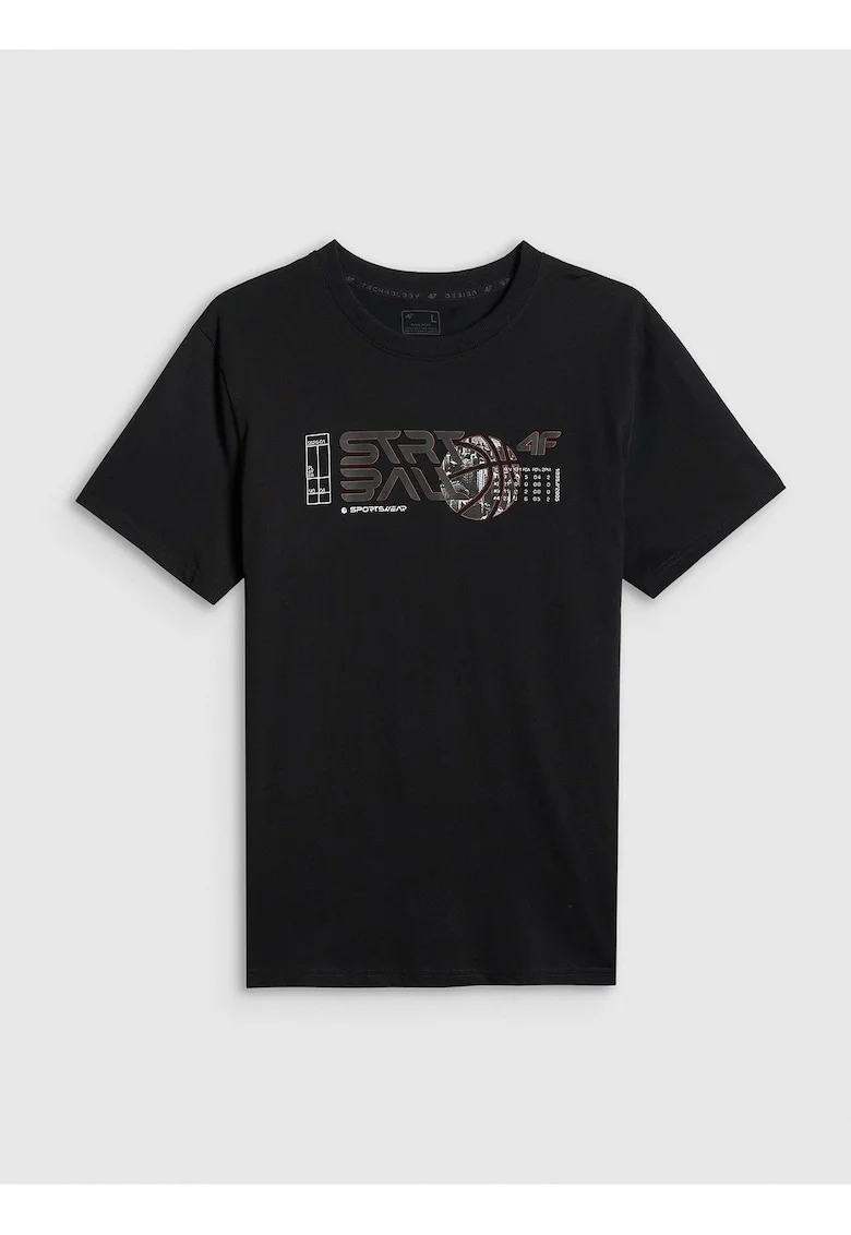 Tricou barbat,  negru, bumbac ultra-usor, imprimeu sportiv