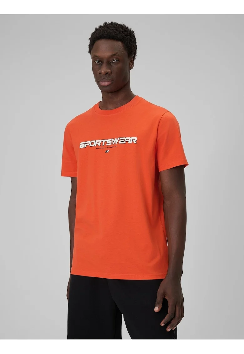 Tricou barbati  bumbac, portocaliu, regular, confortabil