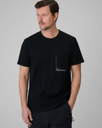 Tricou barbati  negru, bumbac, imprimeu, croiala lejera