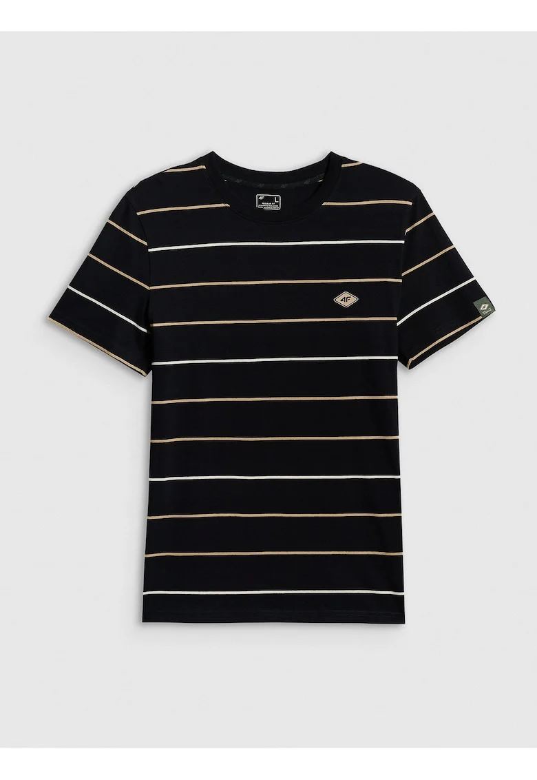 Tricou barbati,  regular, cu imprimeu, bumbac, negru