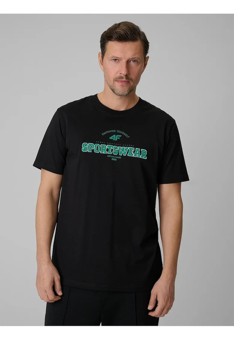 Tricou barbati  negru, cu imprimeu, bumbac