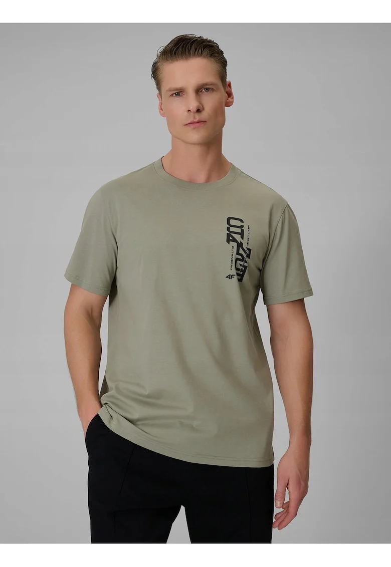 Tricou barbati,  khaki, bumbac, imprimeu