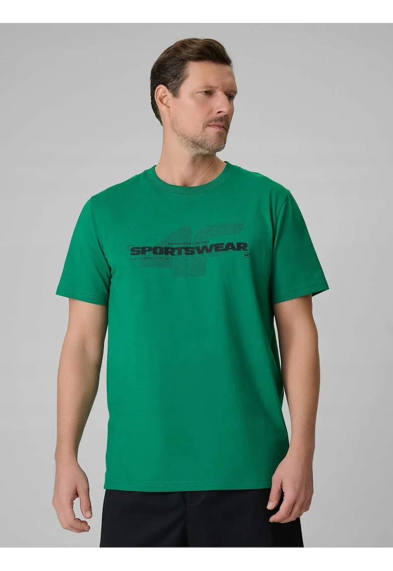 Tricou  verde, bumbac, imprimeu, Verde