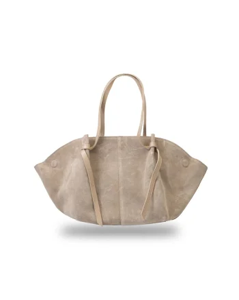 Geanta dama din piele naturala taupe deschis Alice