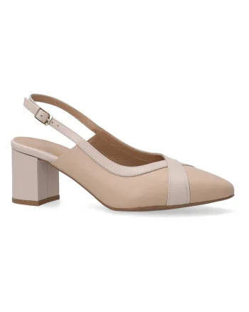 Pantofi slingback din piele cu toc masiv