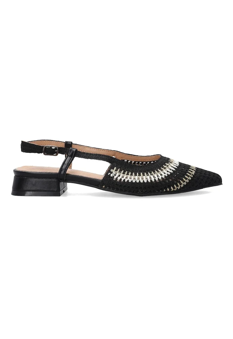 Pantofi slingback cu aspect impletit si varf ascutit