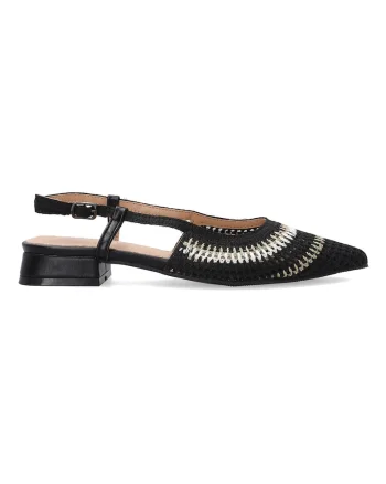 Pantofi slingback cu aspect impletit si varf ascutit