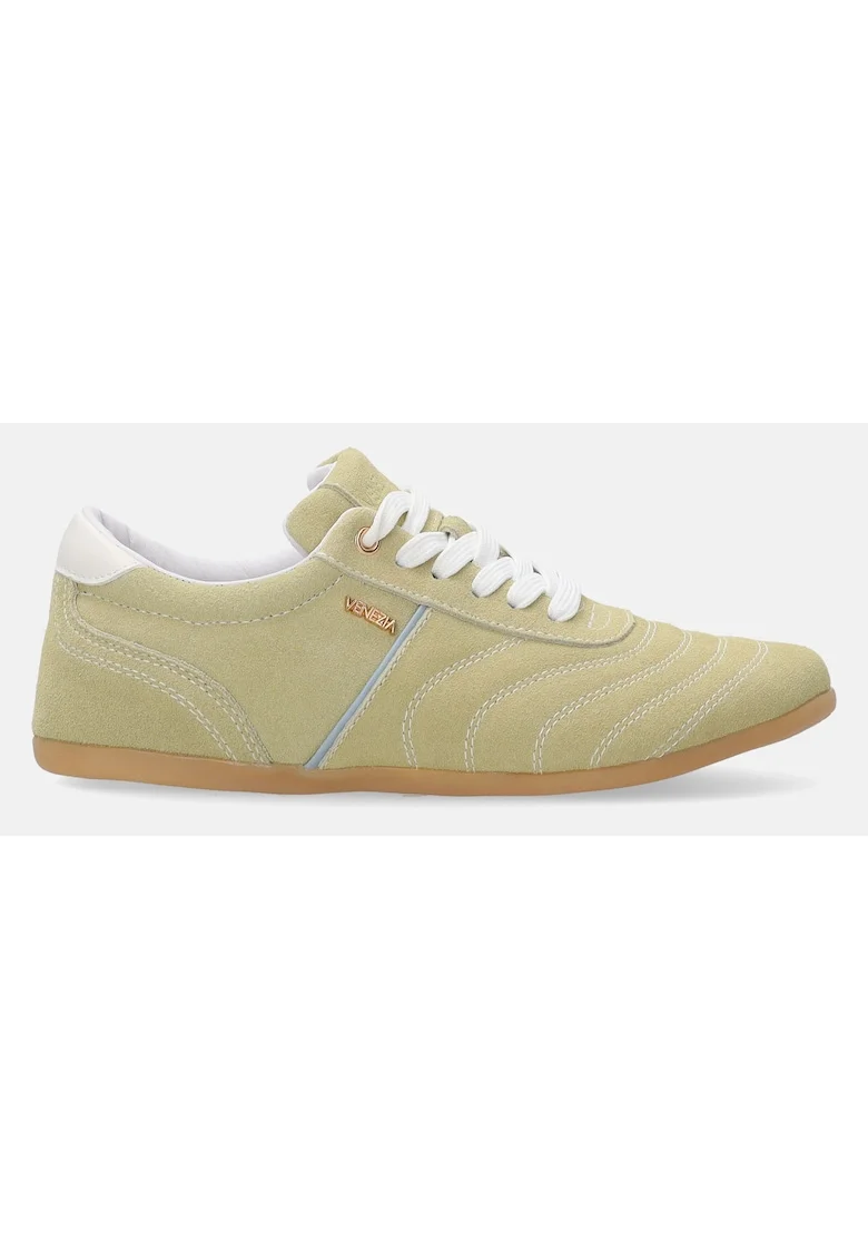 Pantofi sport din piele intoarsa cu cusaturi decorative