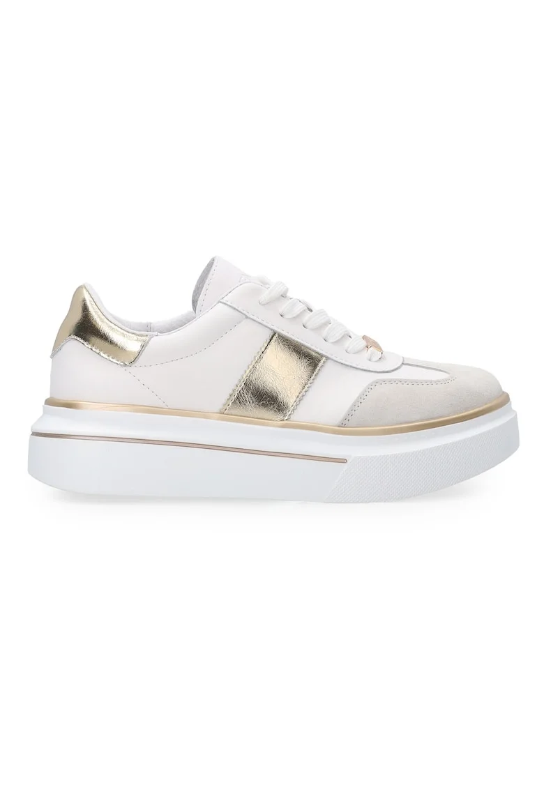 Pantofi sport din piele si piele intoarsa cu talpa wedge