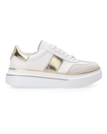 Pantofi sport din piele si piele intoarsa cu talpa wedge