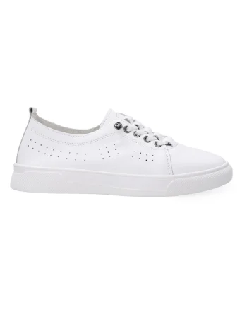 Pantofi sport wedge din piele cu perforatii laterale