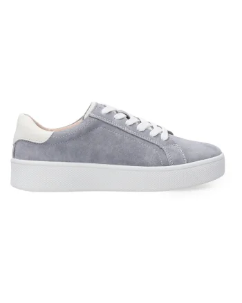 Pantofi sport flatform din piele intoarsa cu sireturi