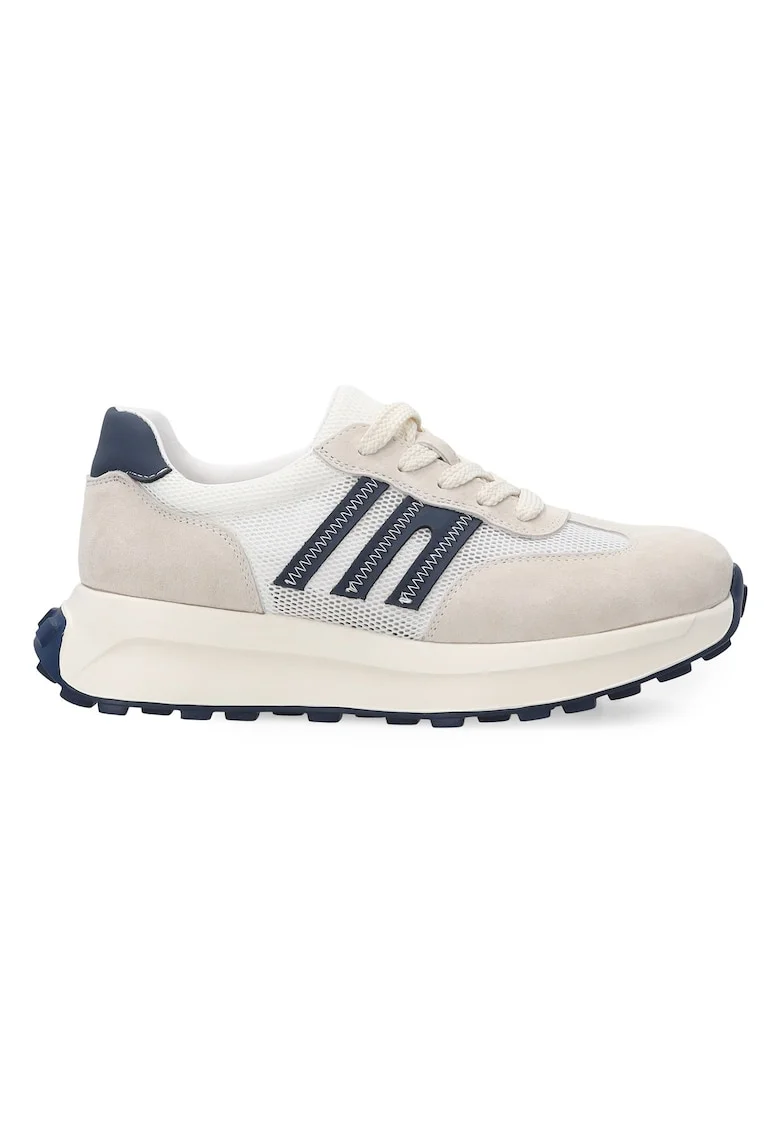 Pantofi sport din plasa cu garnituri din piele intoarsa si talpa wedge