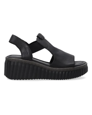 Sandale din piele cu talpa wedge fara inchidere