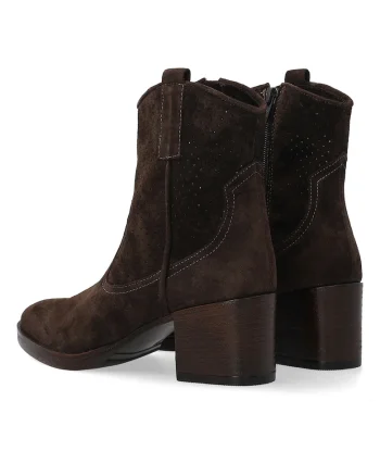 Botine din piele intoarsa cu toc masiv.