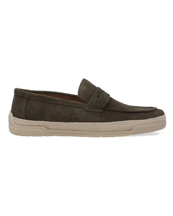 Pantofi loafers din piele intoarsa cu detaliu textil