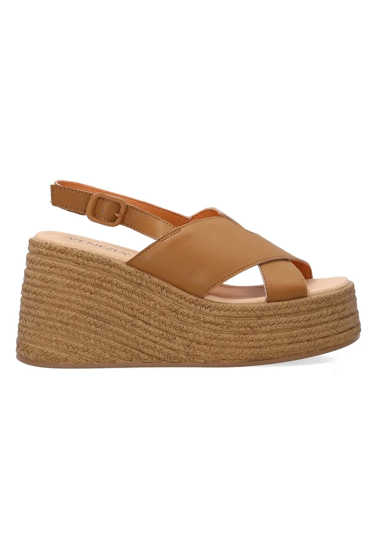Sandale din piele slingback cu talpa wedge