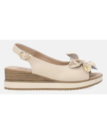 Sandale wedge din piele cu aplicatie florala