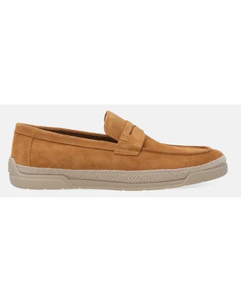 Pantofi loafer din piele intoarsa cu detaliu tesut