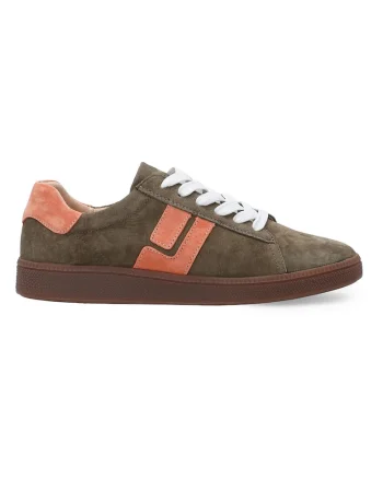 Pantofi sport wedge din piele intoarsa cu garnituri contrastante