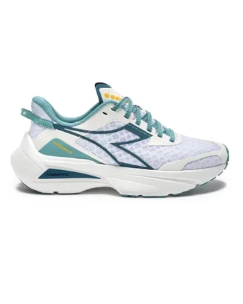Pantofi sport din textil cu insertii de plasa, Alb/Albastru