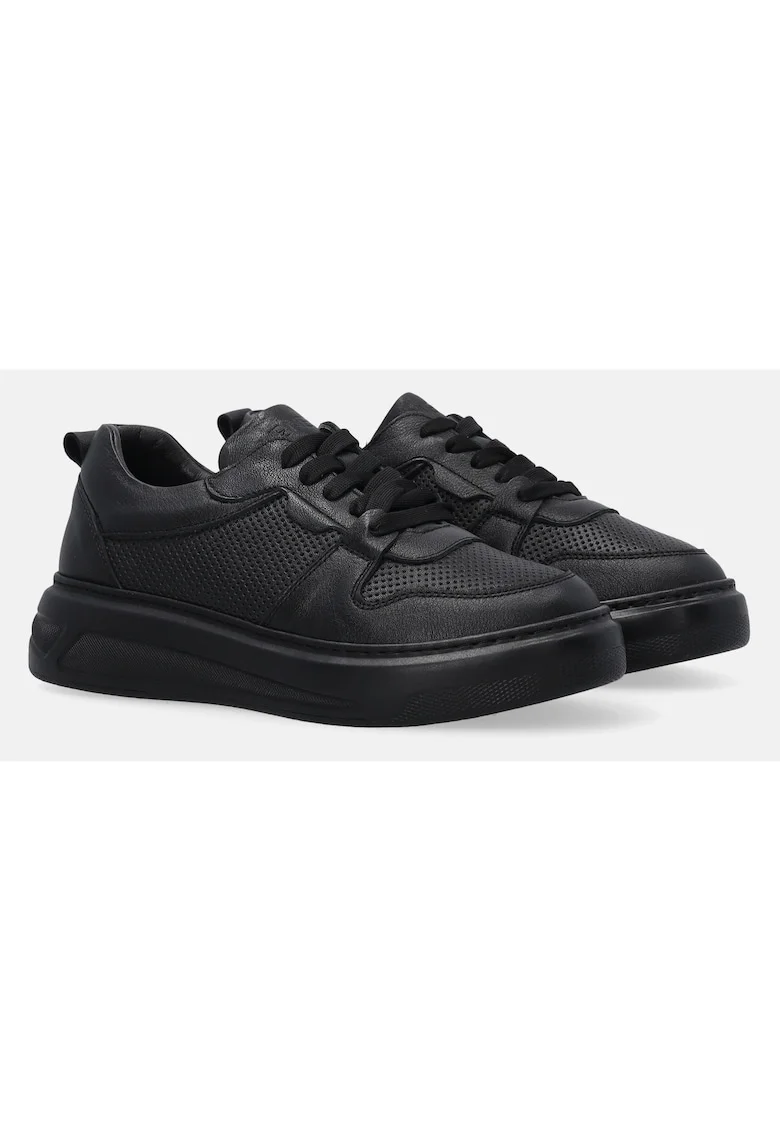 Pantofi sport din piele cu perforatii si siret