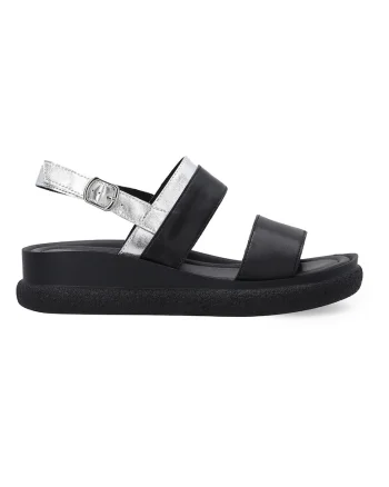 Sandale cu talpa wedge si insertii cu aspect metalizat