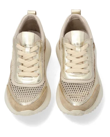 Pantofi sport din piele naturala si piele intoarsa cu perforatii
