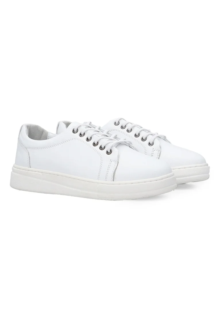 Pantofi sport din piele naturala cu profil jos si platforma