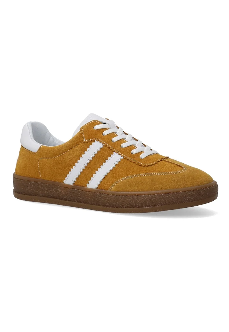 Pantofi sport low cut din piele intoarsa cu detalii contrastante
