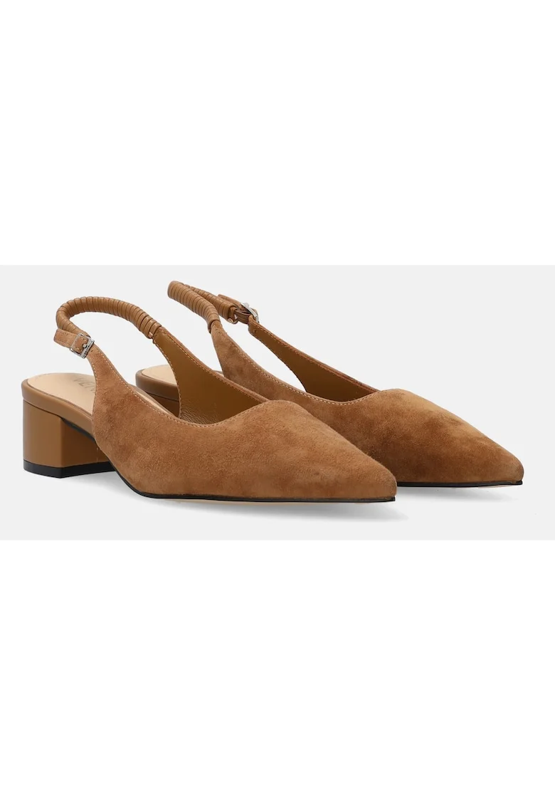 Pantofi din piele intoarsa cu varf ascutit