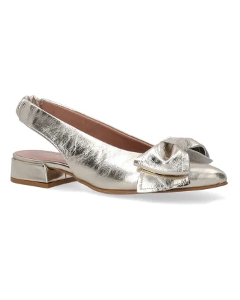 Pantofi slingback din piele cu funda aplicata