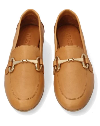 Pantofi loafer uni din piele naturala cu detaliu metalic