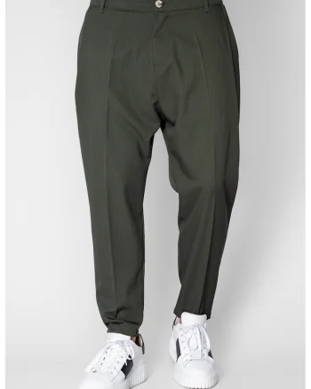 Pantalon lung conic cu tur lasat Green 20674, Verde