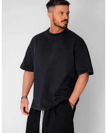 Tricou Oversize Prespalat Black 20715, Negru