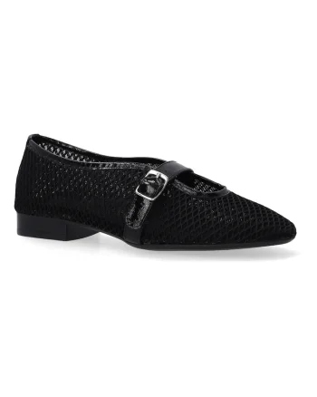 Pantofi Mary Jane din textil cu catarama