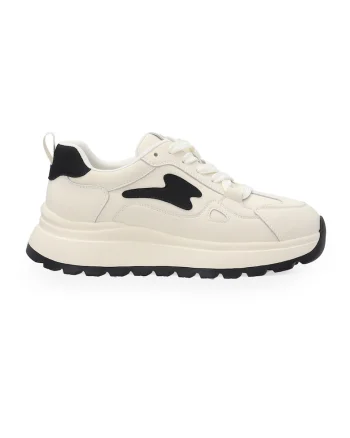 Pantofi sport wedge din piele cu profil jos, in doua culori