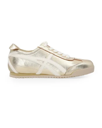 Pantofi sport din piele cu aspect metalic si varf rotund