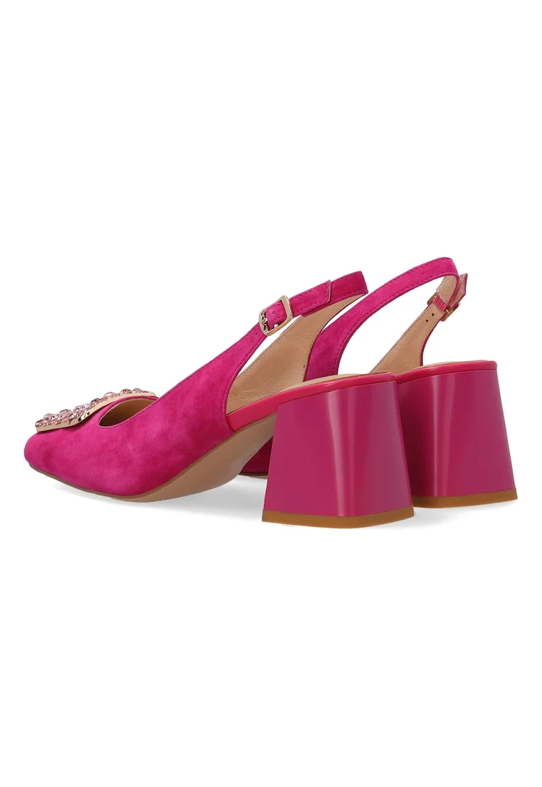 Pantofi din piele de caprioara cu strasuri