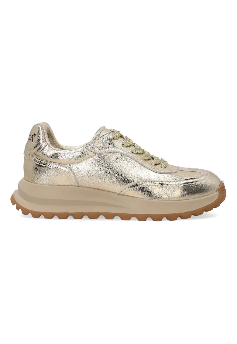 Pantofi sport diin piele cu aspect metalizat
