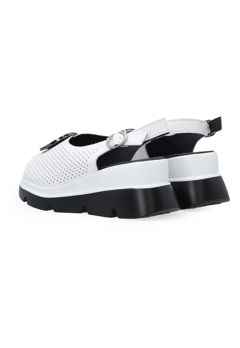 Sandale wedge din piele cu perforatii