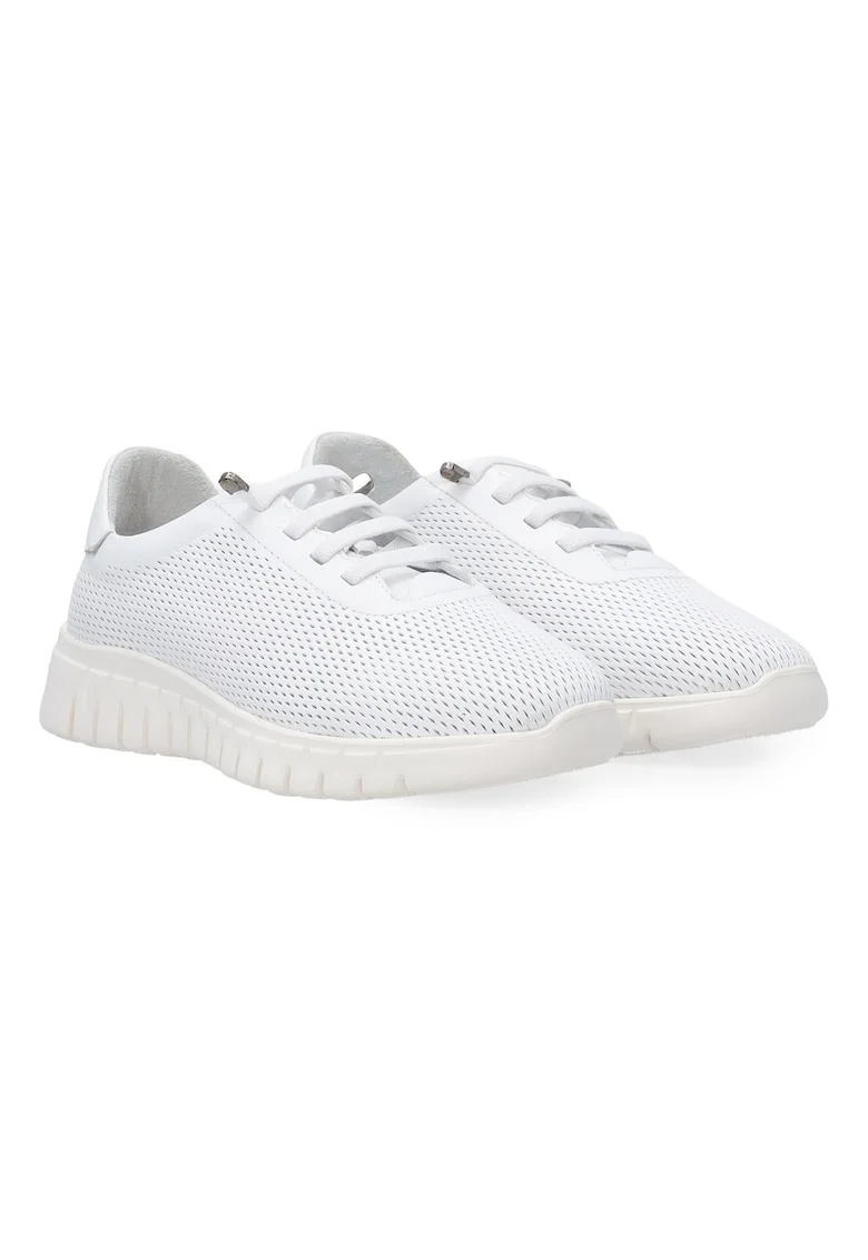 Pantofi sport cu talpa wedge cu perforatii din piele