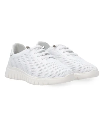 Pantofi sport cu talpa wedge cu perforatii din piele